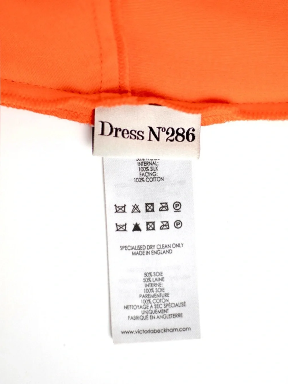 Victoria Beckham Orange Silk Wool Fit & Flare Mini Dress US 4 $980 - Picture 6 of 6